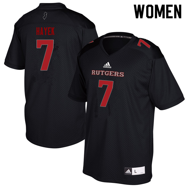 Women #7 Hunter Hayek Rutgers Scarlet Knights College Football Jerseys Sale-Black - Click Image to Close